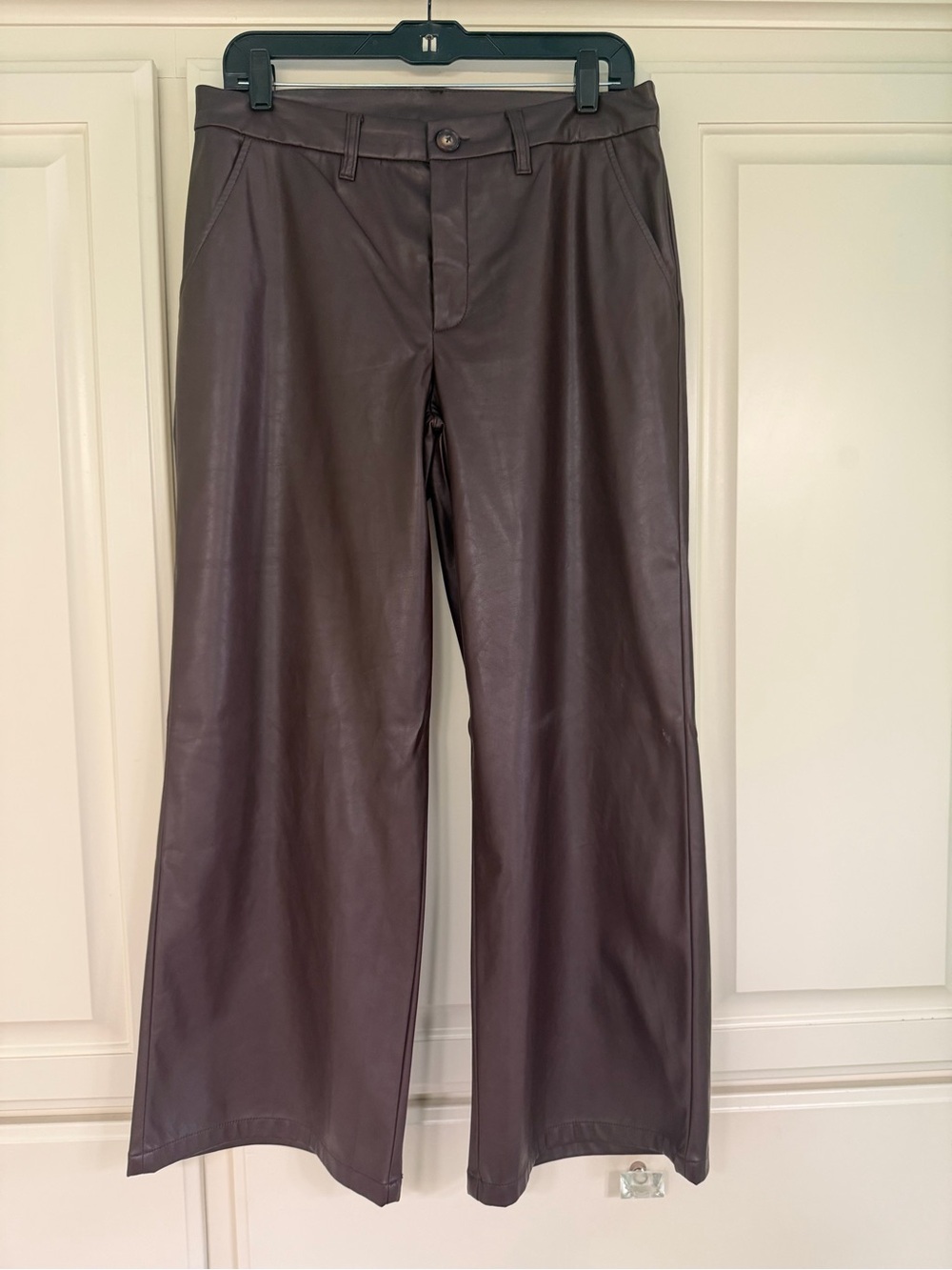 Kut from the Kloth Brown Faux Leather Wide-Leg Pants
